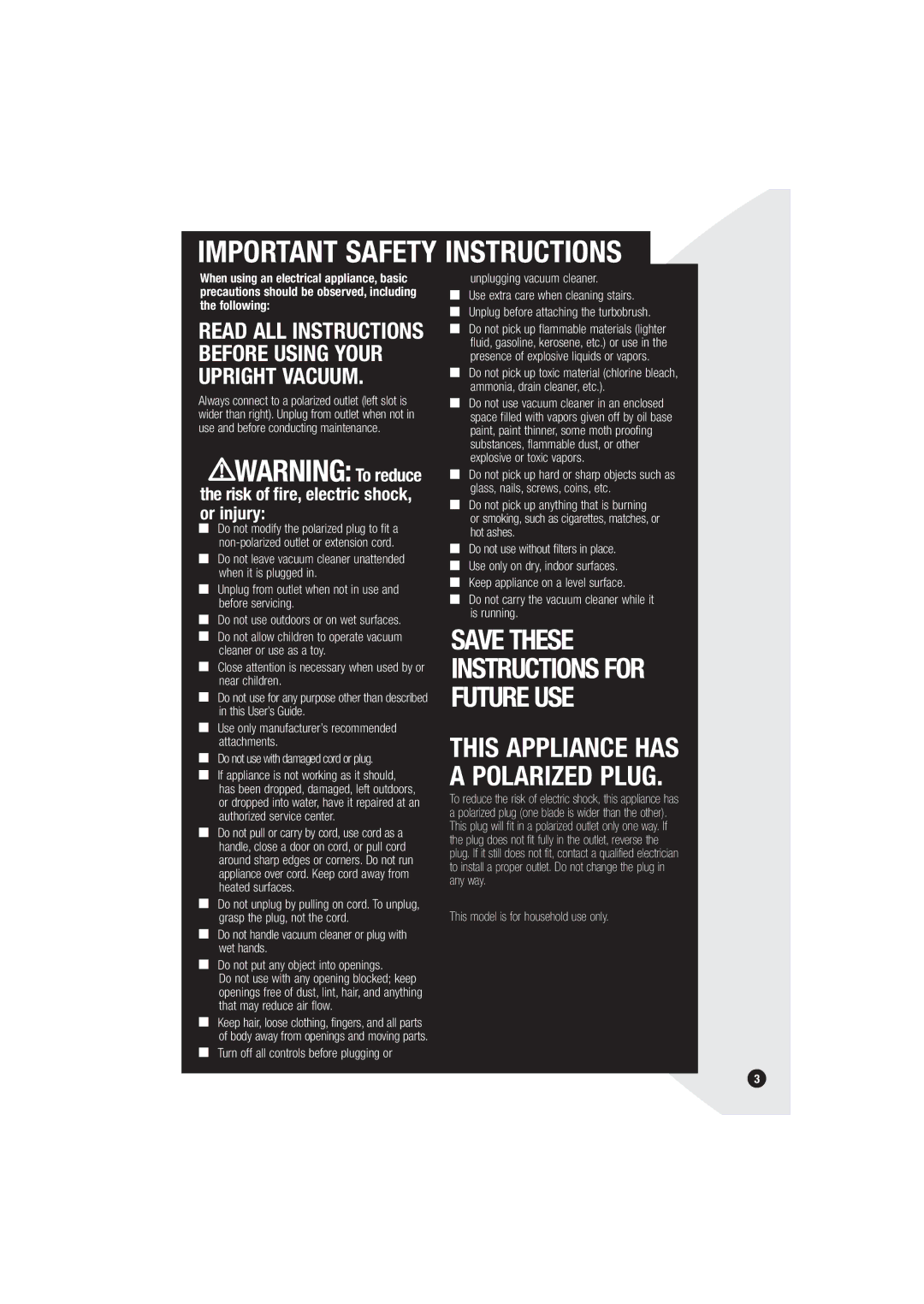 Bissell 6594 warranty Important Safety Instructions, Risk of fire, electric shock, or injury 