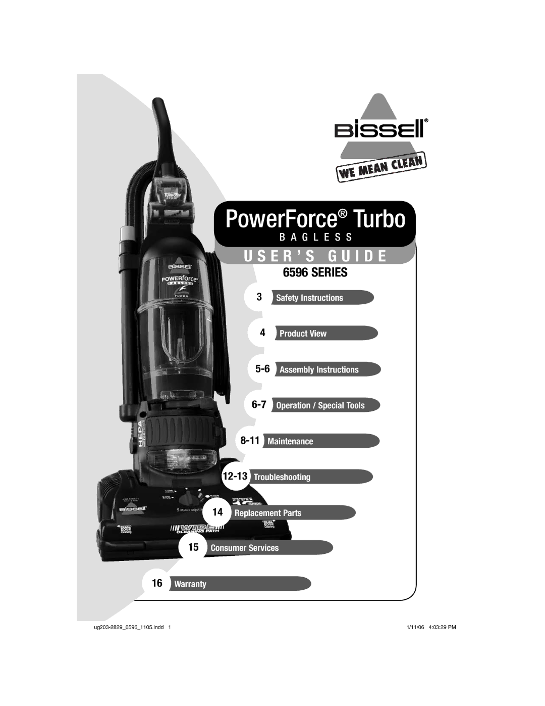 Bissell 6596 warranty PowerForce Turbo 