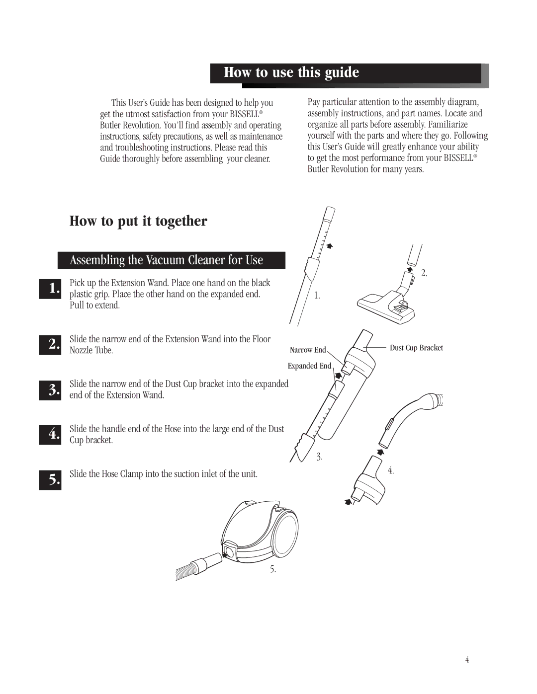 Bissell 6700-C warranty How to use this guide, How to put it together 