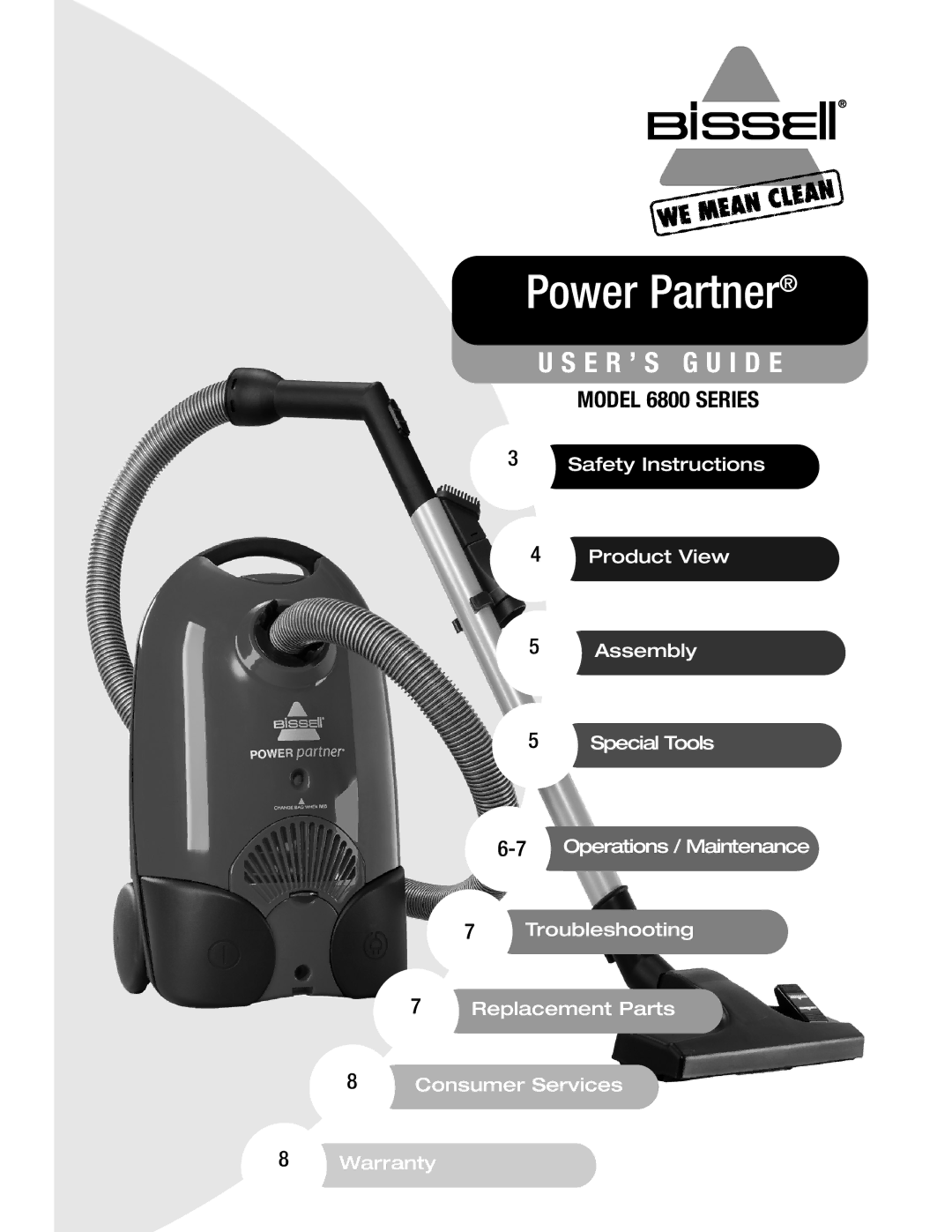 Bissell 6800 warranty Power Partner 