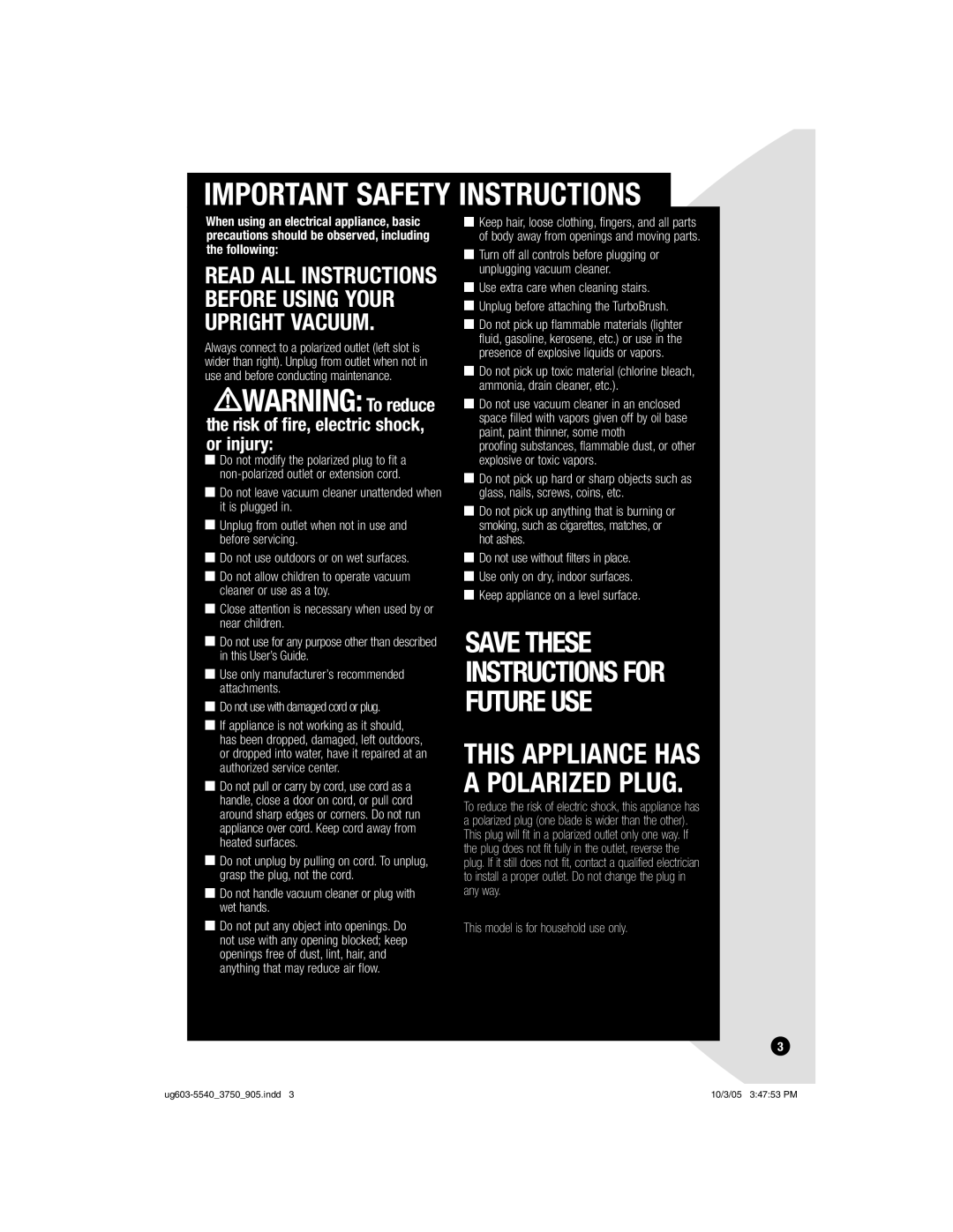 Bissell 6595, 6801 warranty Important Safety Instructions, Risk of fire, electric shock, or injury 