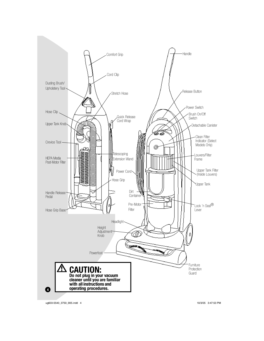 Bissell 6801, 6595 warranty Operating procedures 