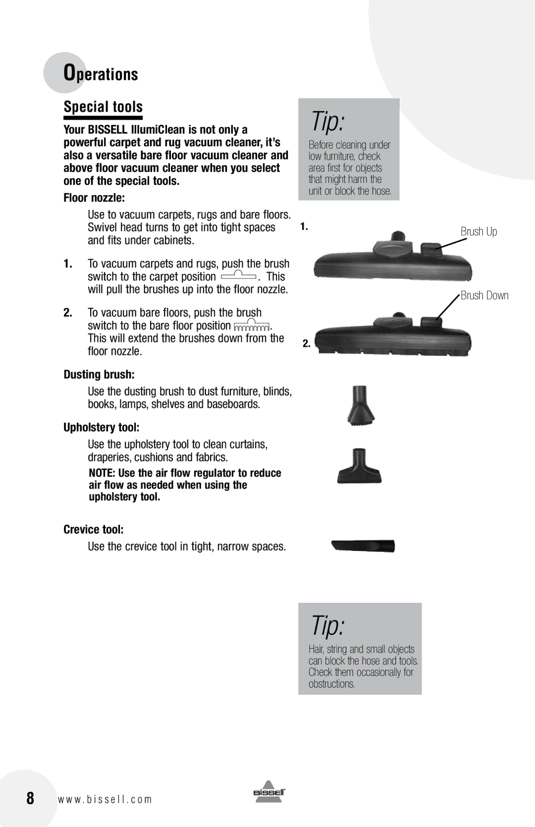 Bissell 68G9 warranty Special tools, Floor nozzle 