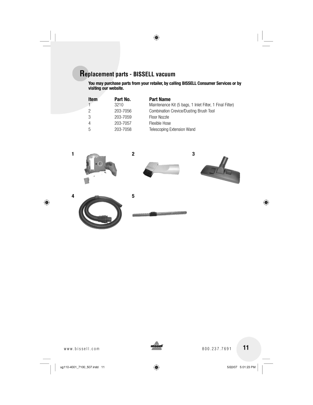 Bissell 7100 warranty Replacement parts Bissell vacuum, Part Name 