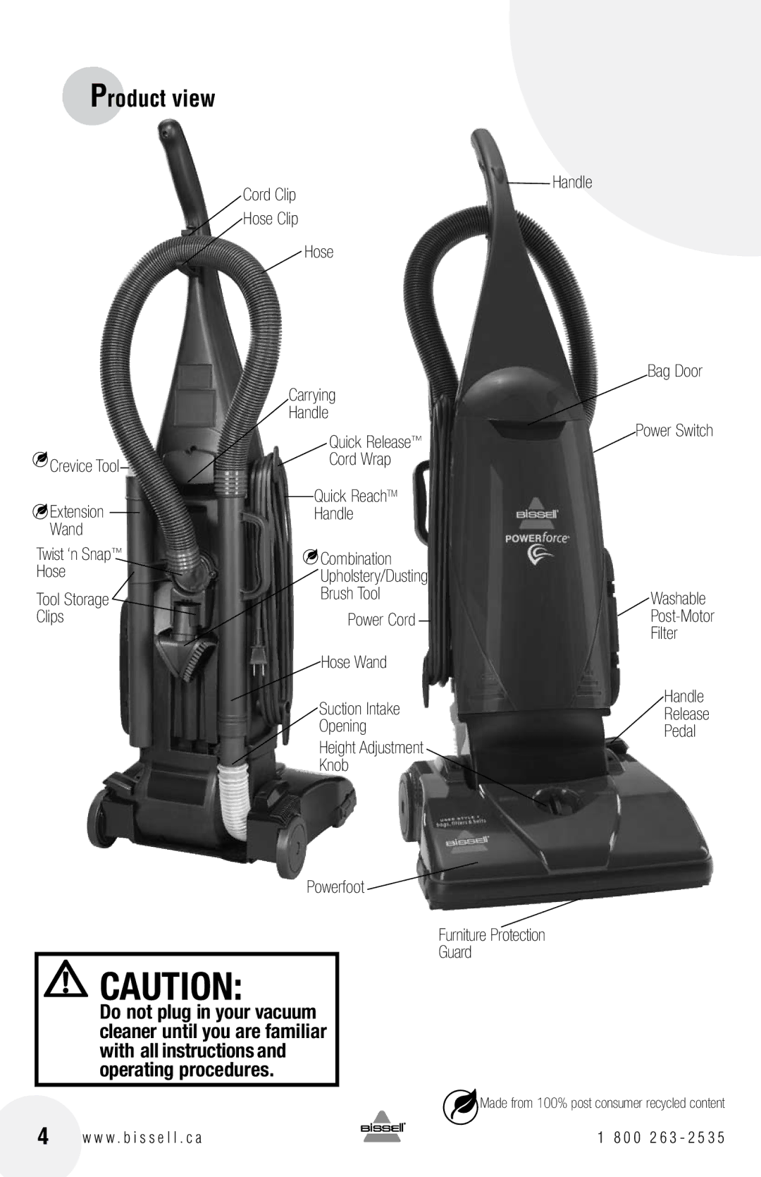 Bissell 3525, 71Y7, 46E5, 3530, 3537 warranty Product view 