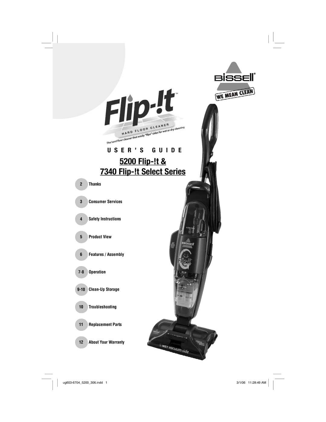 Bissell 7340 warranty Flip-!t Flip-!t Select Series 