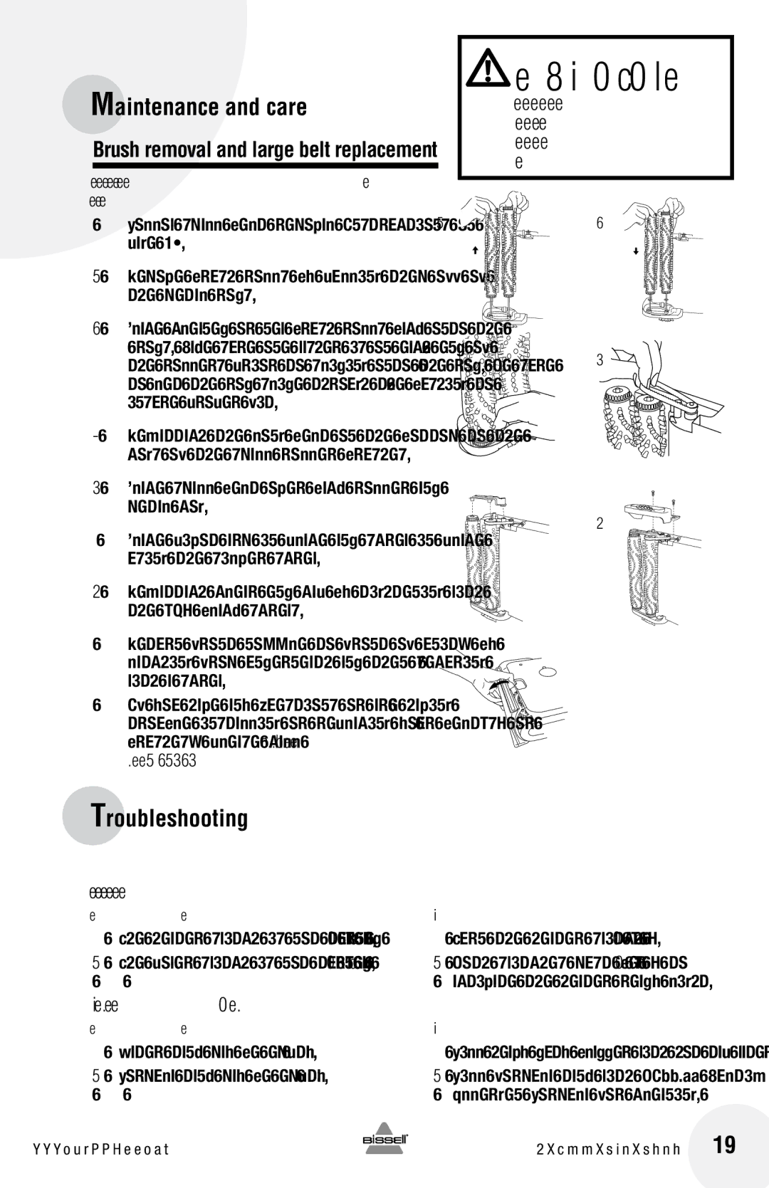 Bissell 73A5 warranty Troubleshooting, Built-in heater ready light does not illuminate, Reduce Spray or No Spray 