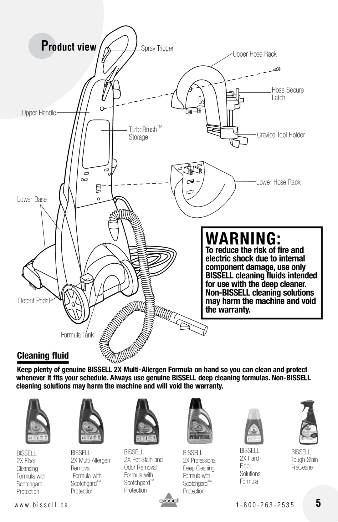 Bissell 73A5 warranty Cleaning fluid 