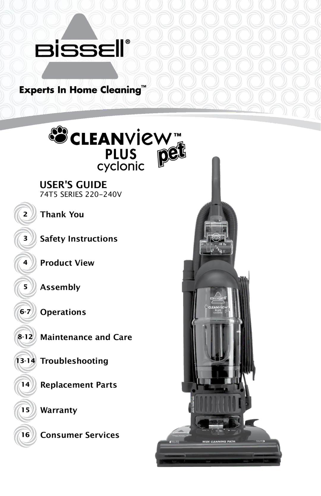 Bissell warranty Users Guide, 74T5 Series 