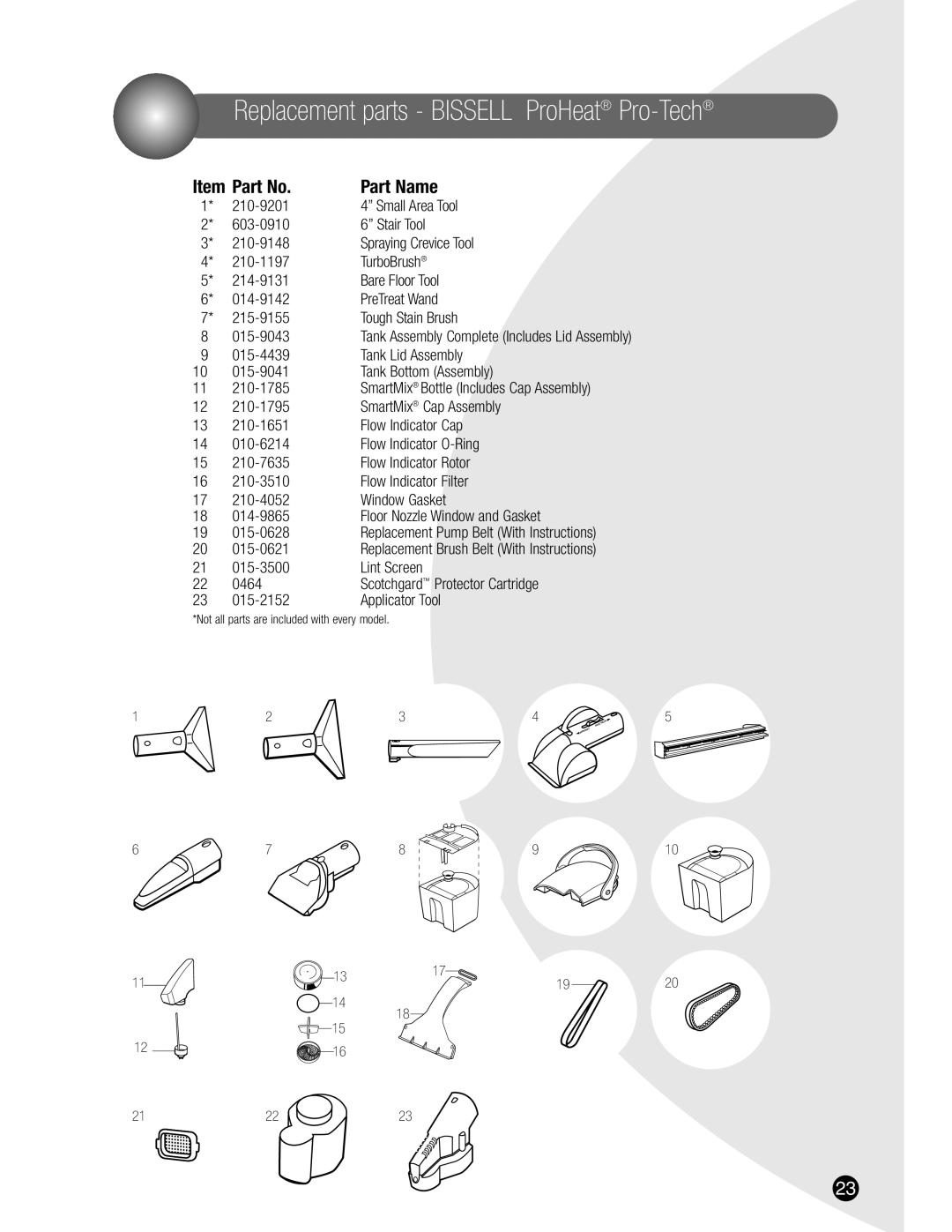 Bissell 8910, 7901, 8916 warranty Replacement parts Bissell ProHeat Pro-Tech, 015-0621 