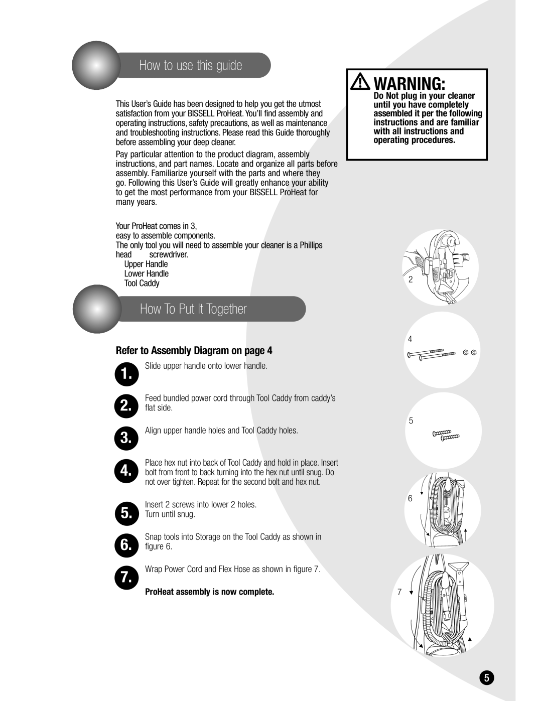 Bissell 7901 warranty How to use this guide, How To Put It Together 