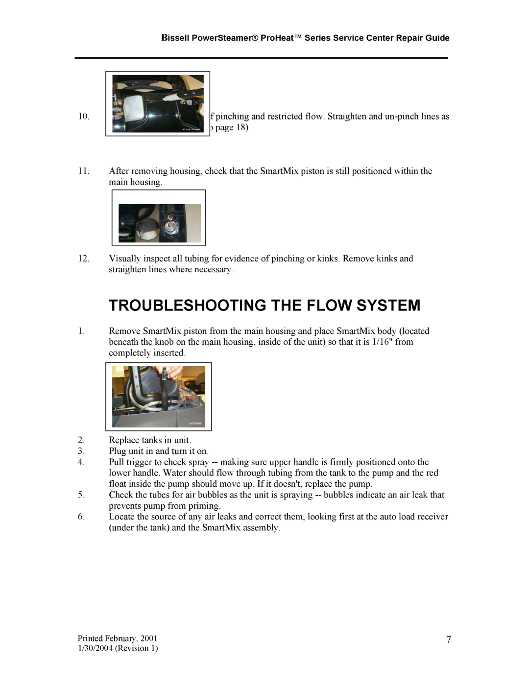 Bissell 1698, 7920, 1699 manual Troubleshooting the Flow System 