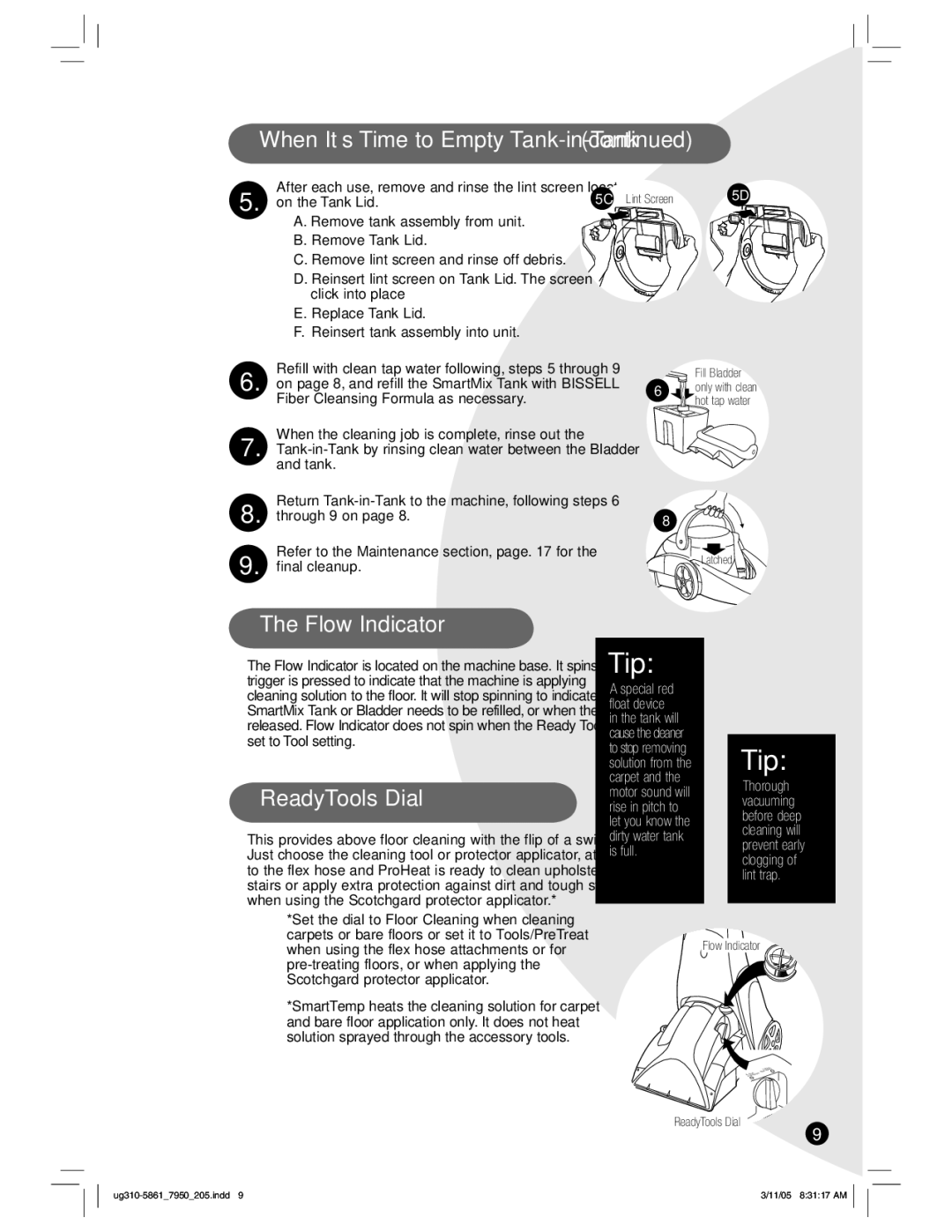 Bissell 7950 warranty Flow Indicator, ReadyTools Dial 