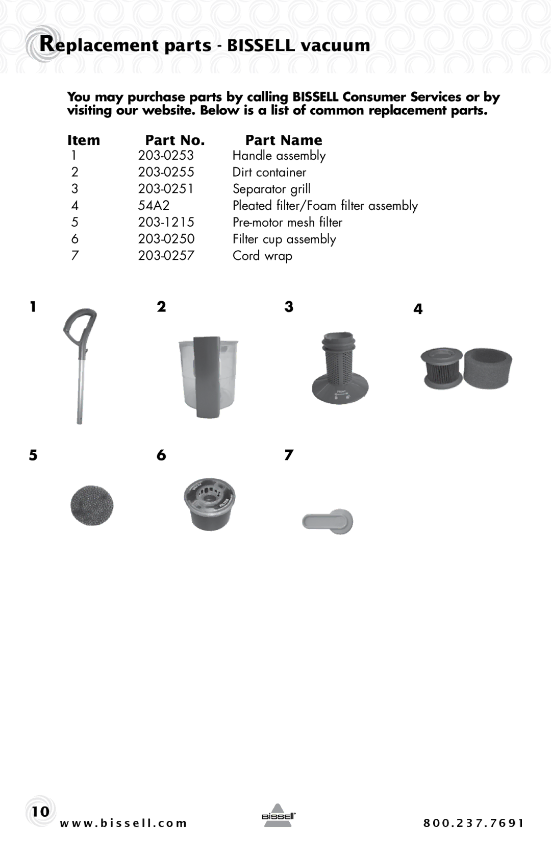 Bissell 81L2T warranty Replacement parts Bissell vacuum, Part Name, Cord wrap 