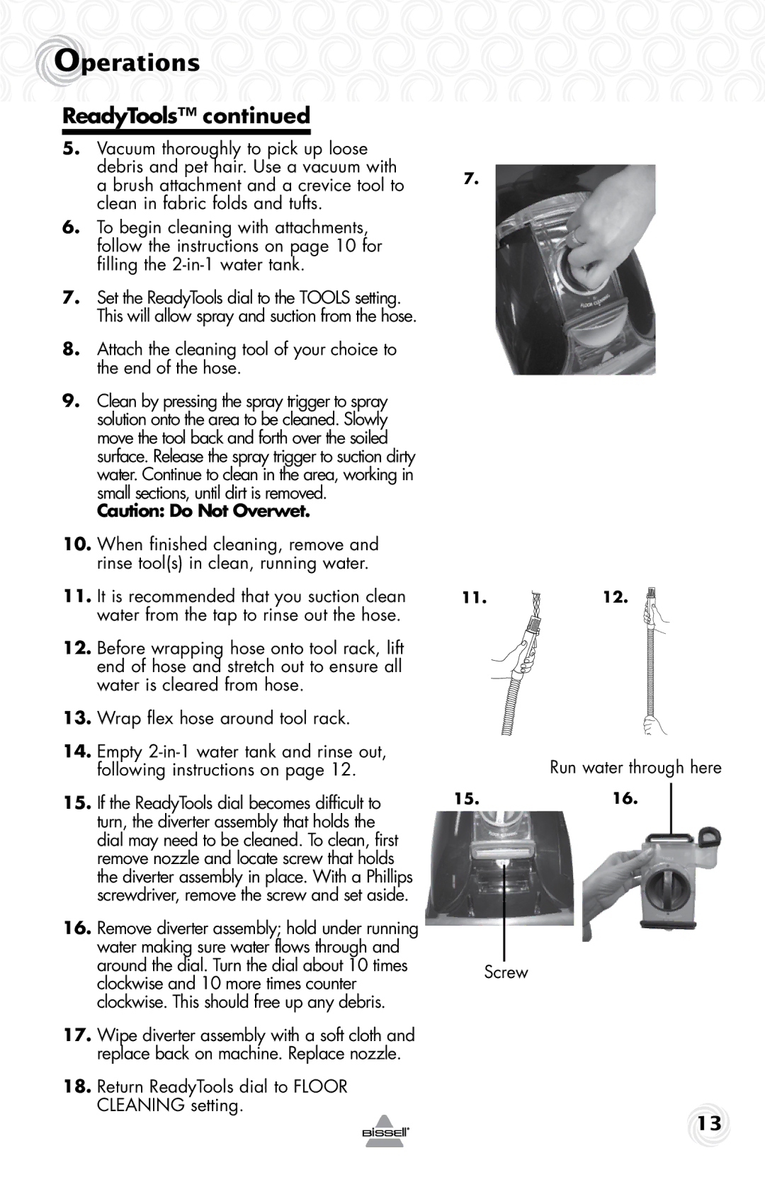 Bissell 83V5 warranty Operations 