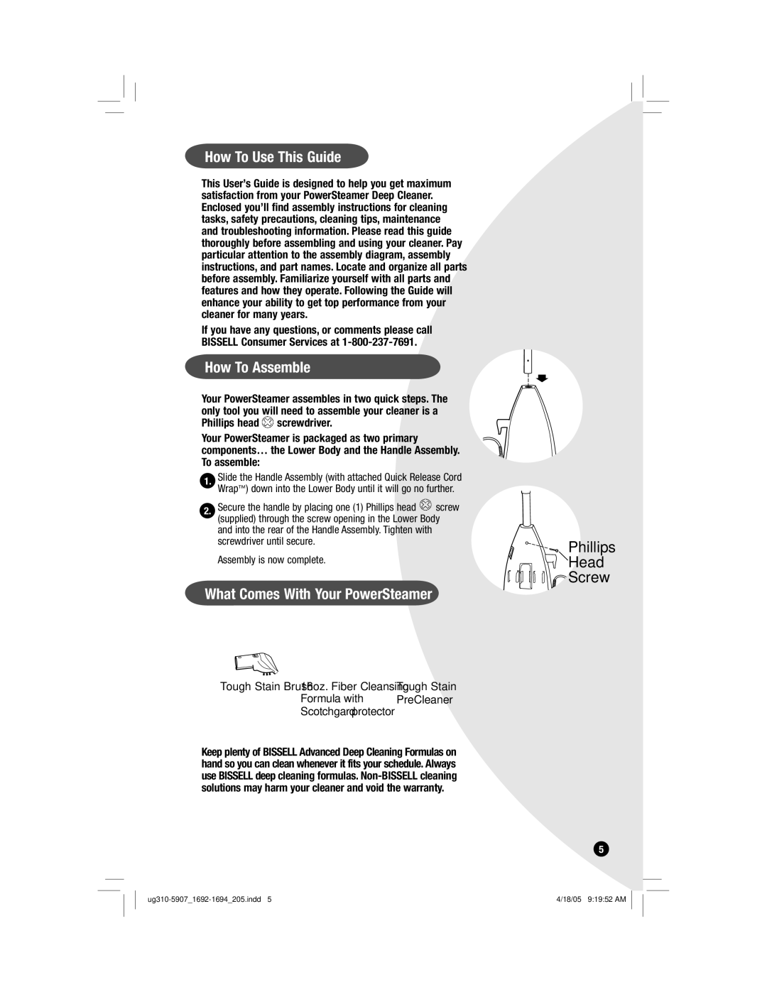 Bissell 8805, 8806, 1693, 1692 warranty How To Use This Guide, How To Assemble, What Comes With Your PowerSteamer 