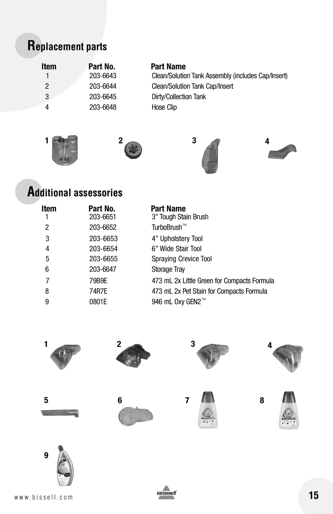 Bissell 88D6 warranty Part Name 