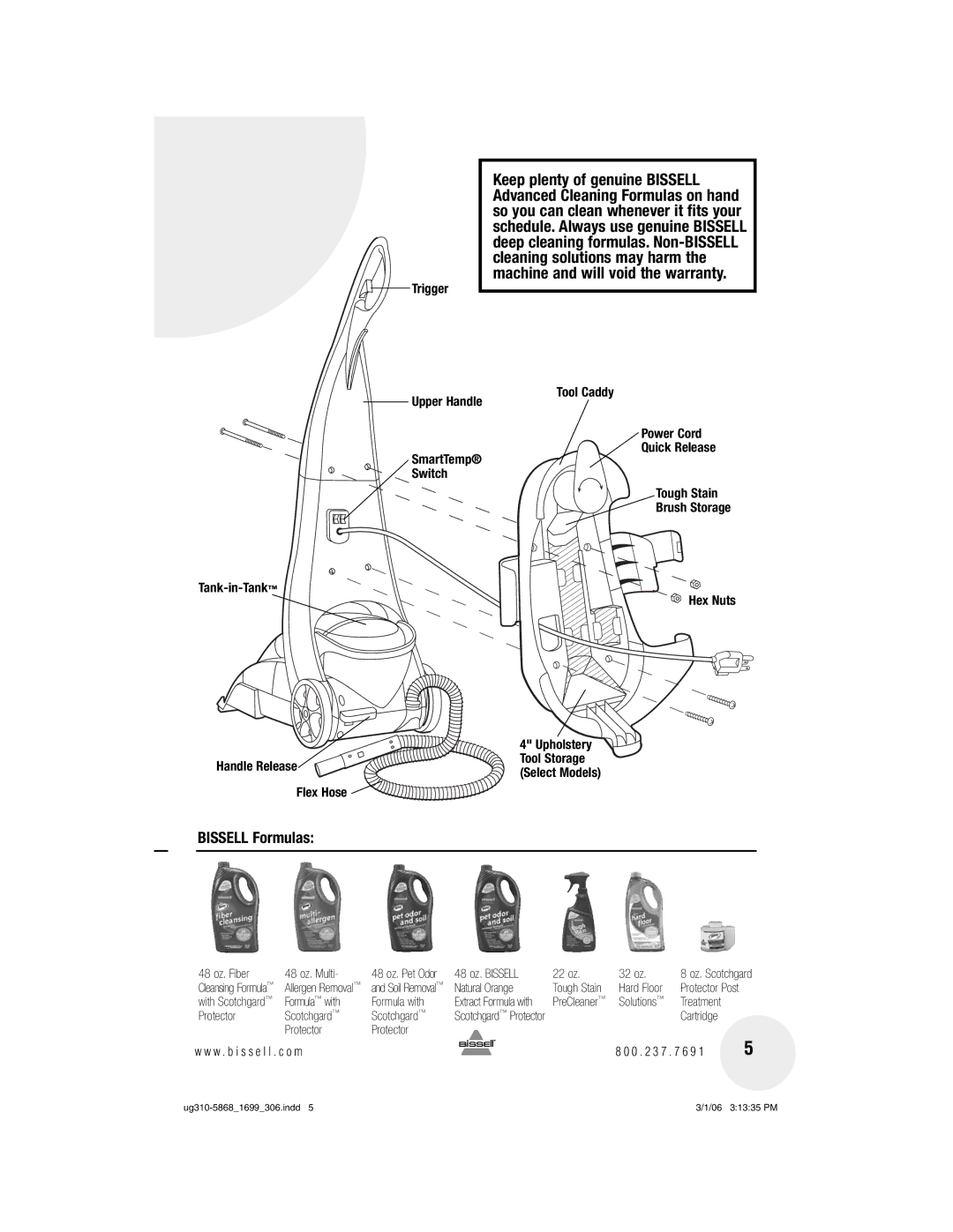 Bissell 1699, 8910 warranty Bissell Formulas 