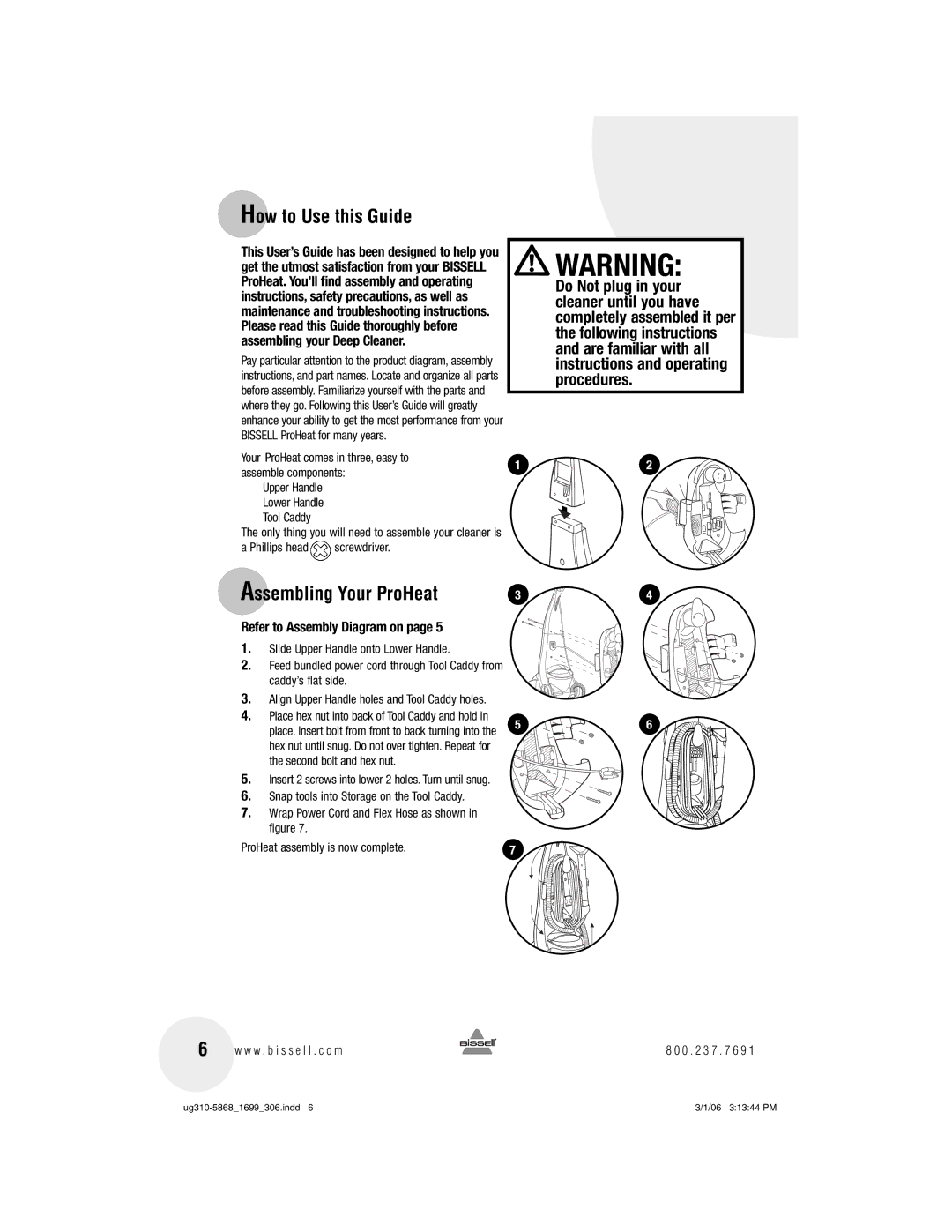 Bissell 8910, 1699 warranty How to Use this Guide, Upper Handle, Phillips head screwdriver 