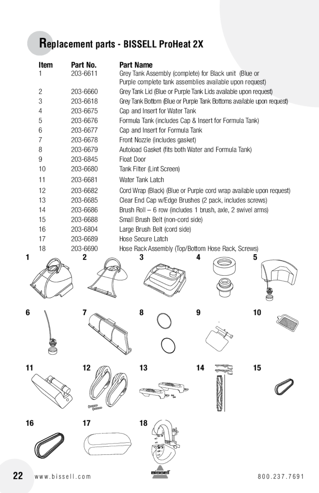 Bissell 8960, 8930 warranty Replacement parts Bissell ProHeat 