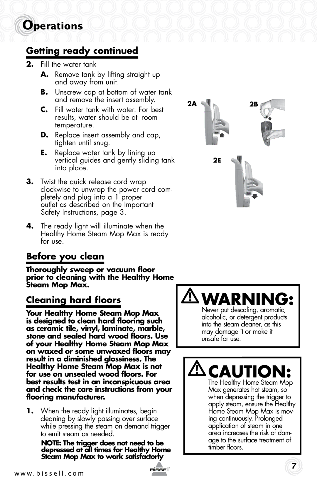 Bissell 90Y5 warranty Before you clean, Cleaning hard floors 