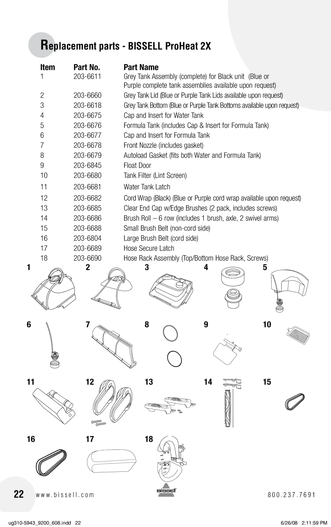 Bissell 8960, 9300, 8920 warranty Replacement parts Bissell ProHeat 