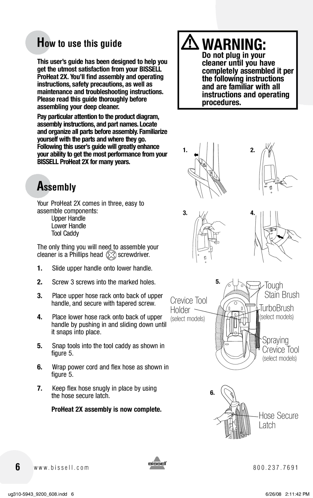 Bissell 9300 How to use this guide, Assembly, Slide upper handle onto lower handle, ProHeat 2X assembly is now complete 