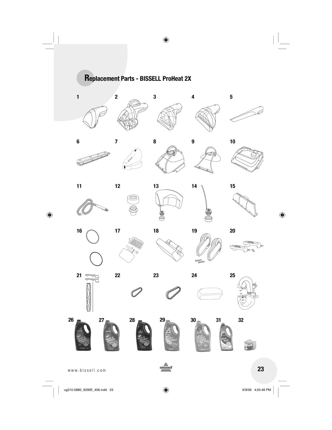 Bissell 9400 warranty Ug310-58809200E406.indd 06 42548 PM 