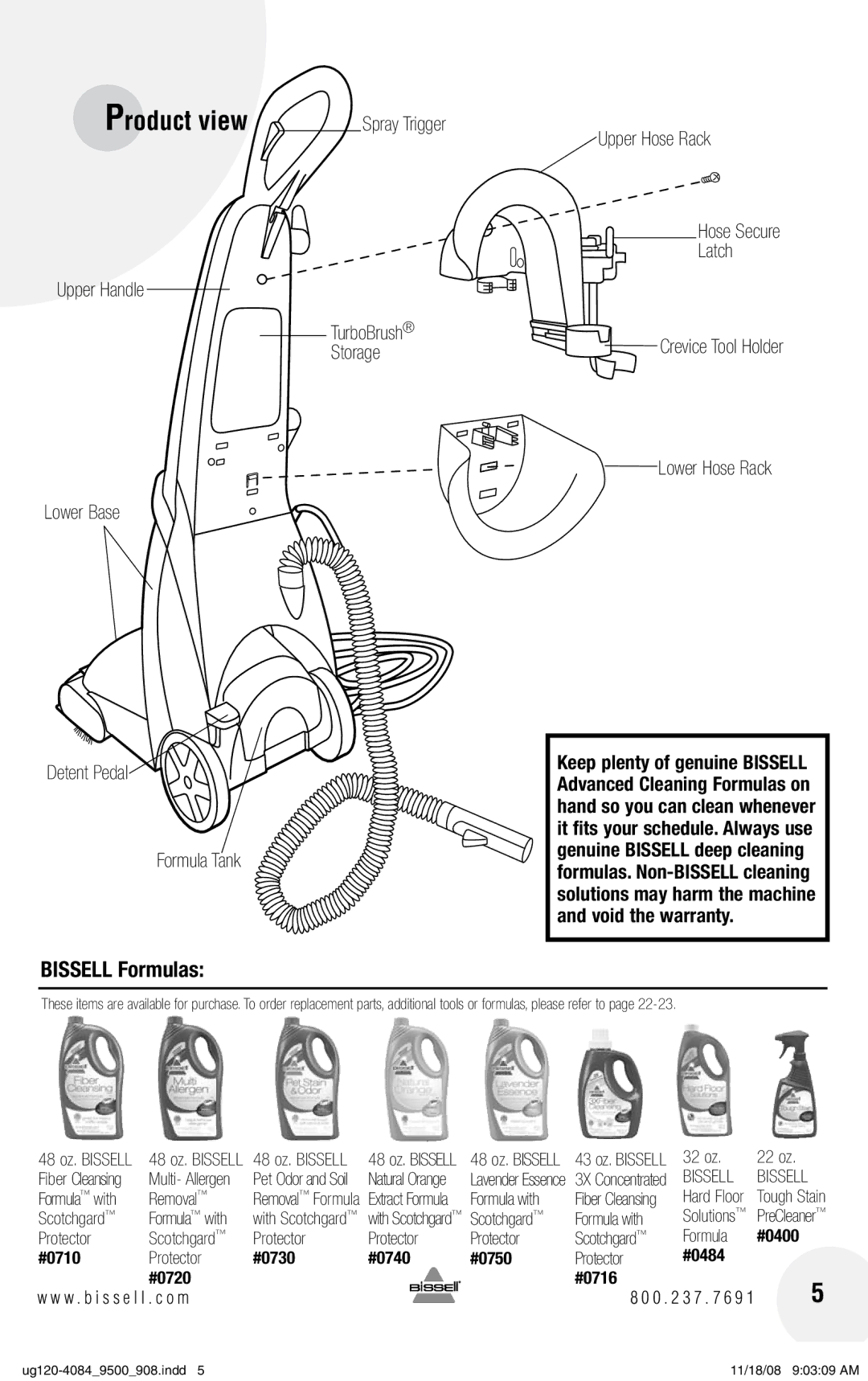 Bissell 9600 warranty Bissell Formulas 