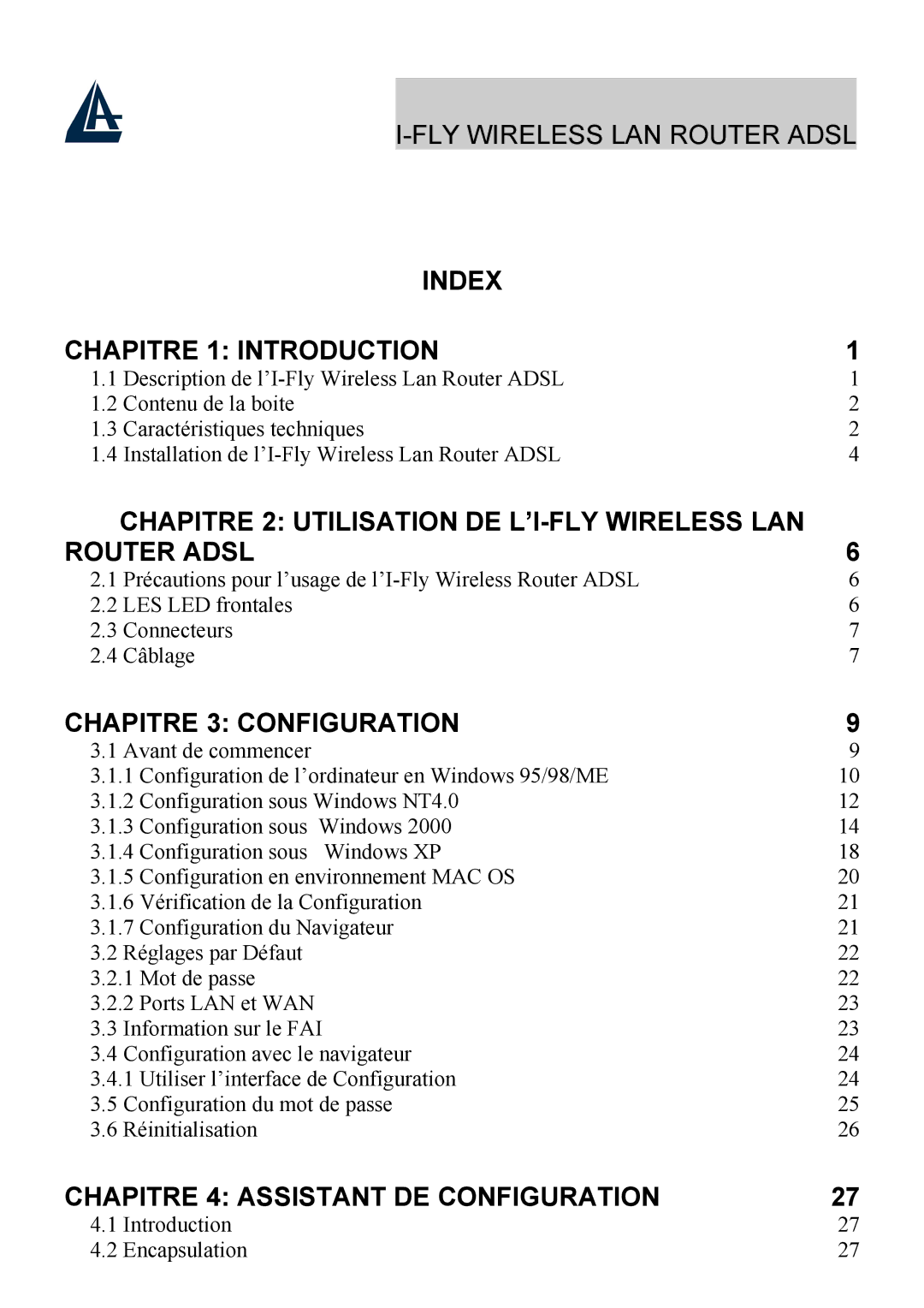 Bissell A02-WRA2-11B manual Index Chapitre 1 Introduction 