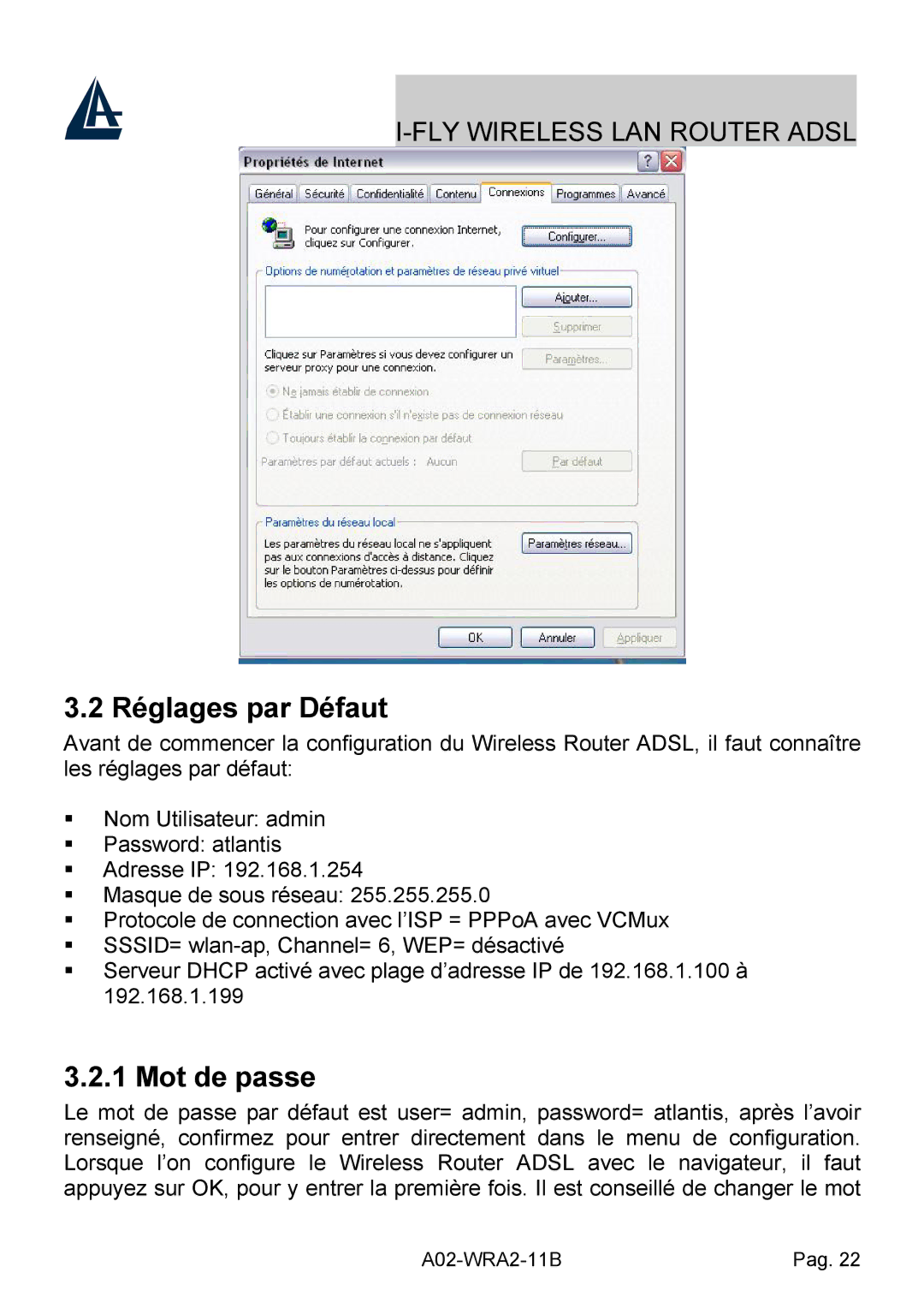 Bissell A02-WRA2-11B manual Réglages par Défaut, Mot de passe 