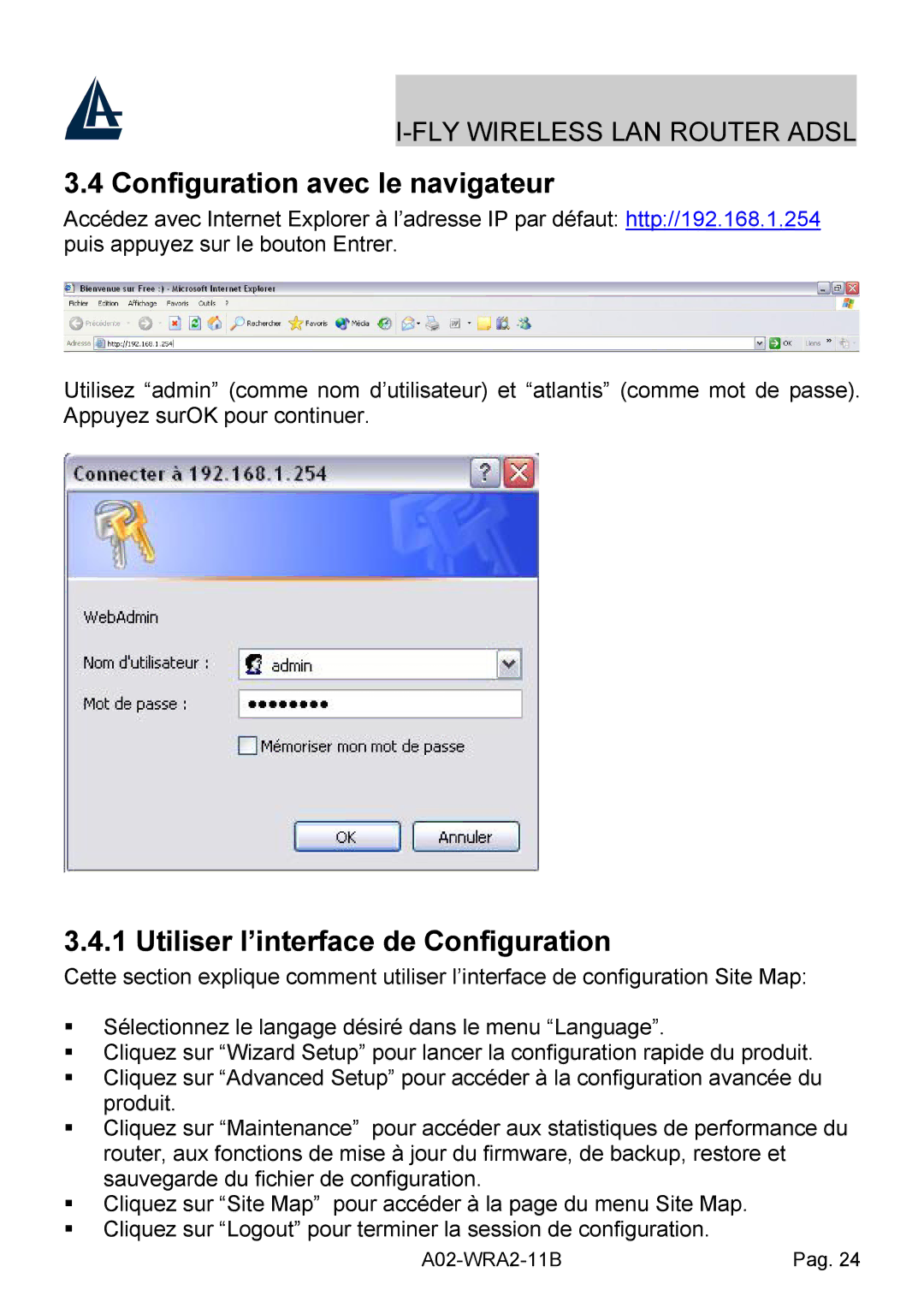 Bissell A02-WRA2-11B manual Configuration avec le navigateur, Utiliser l’interface de Configuration 