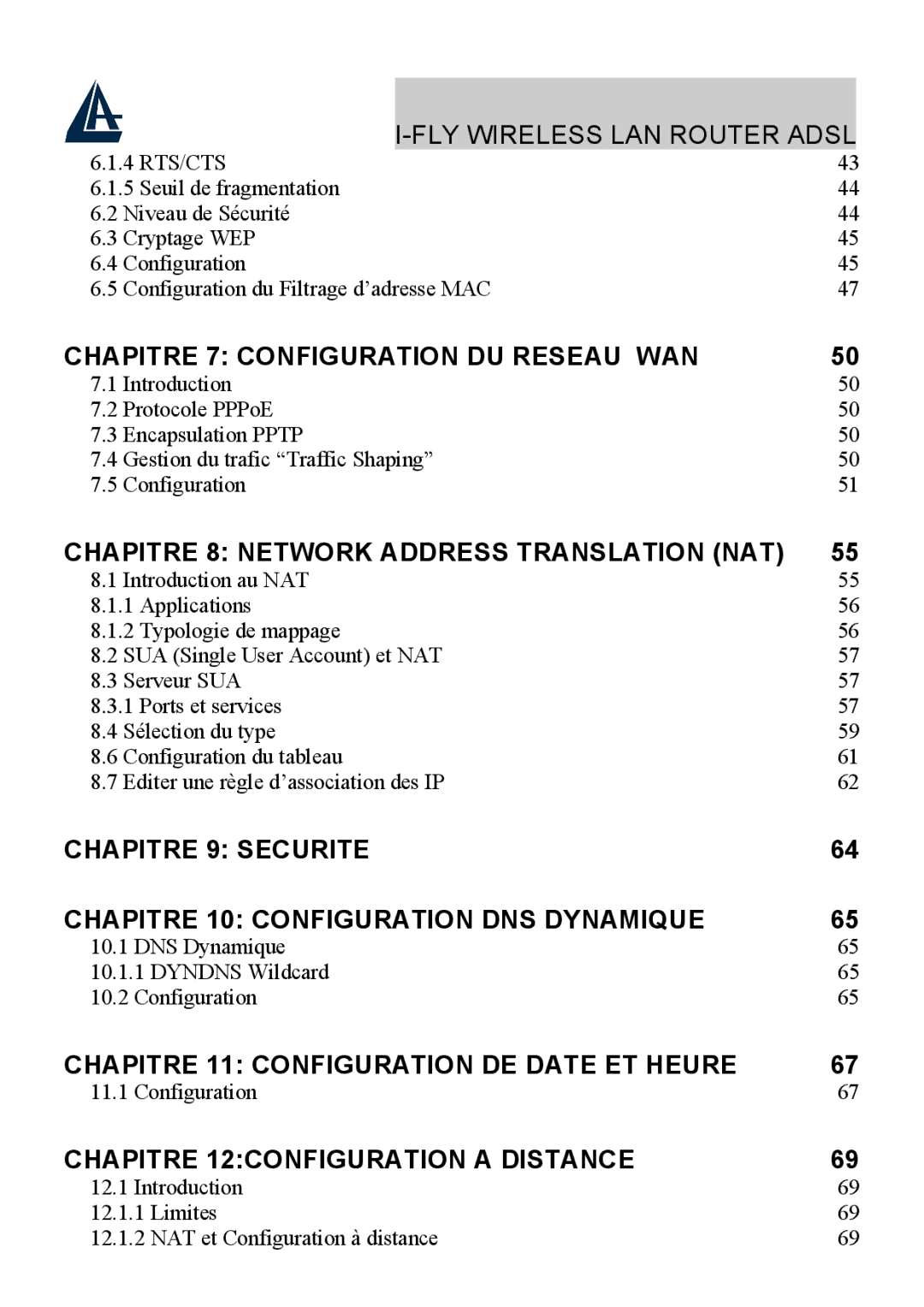 Bissell A02-WRA2-11B manual Chapitre 9 Securite Chapitre 10 Configuration DNS Dynamique 