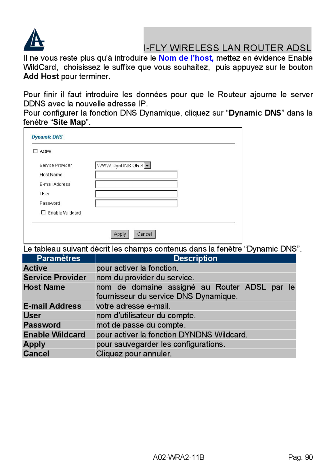 Bissell A02-WRA2-11B manual Paramètres Description 