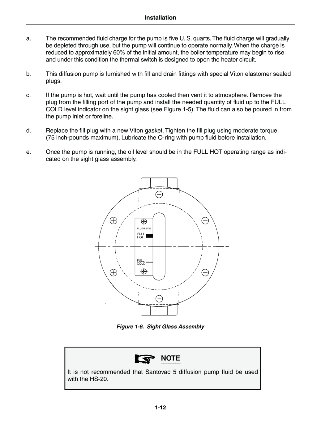 Bissell HS-20 instruction manual Installation, 6. Sight Glass Assembly 