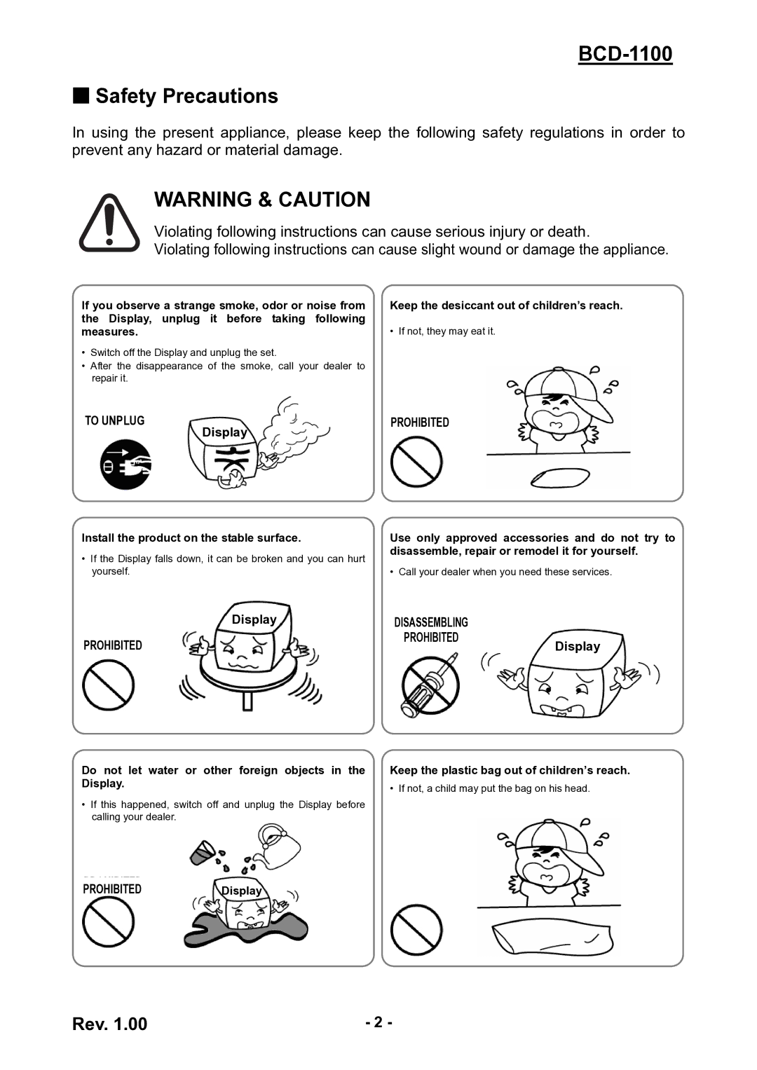 BIXOLON user manual BCD-1100 Safety Precautions, Prohibited 