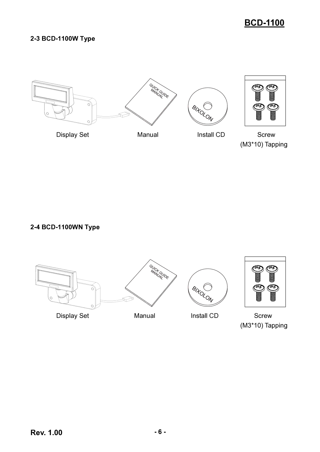 BIXOLON user manual BCD-1100W Type, BCD-1100WN Type 