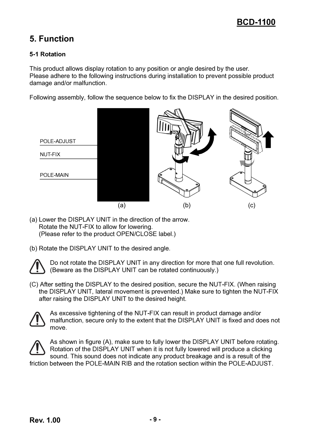 BIXOLON user manual BCD-1100 Function, Rotation 