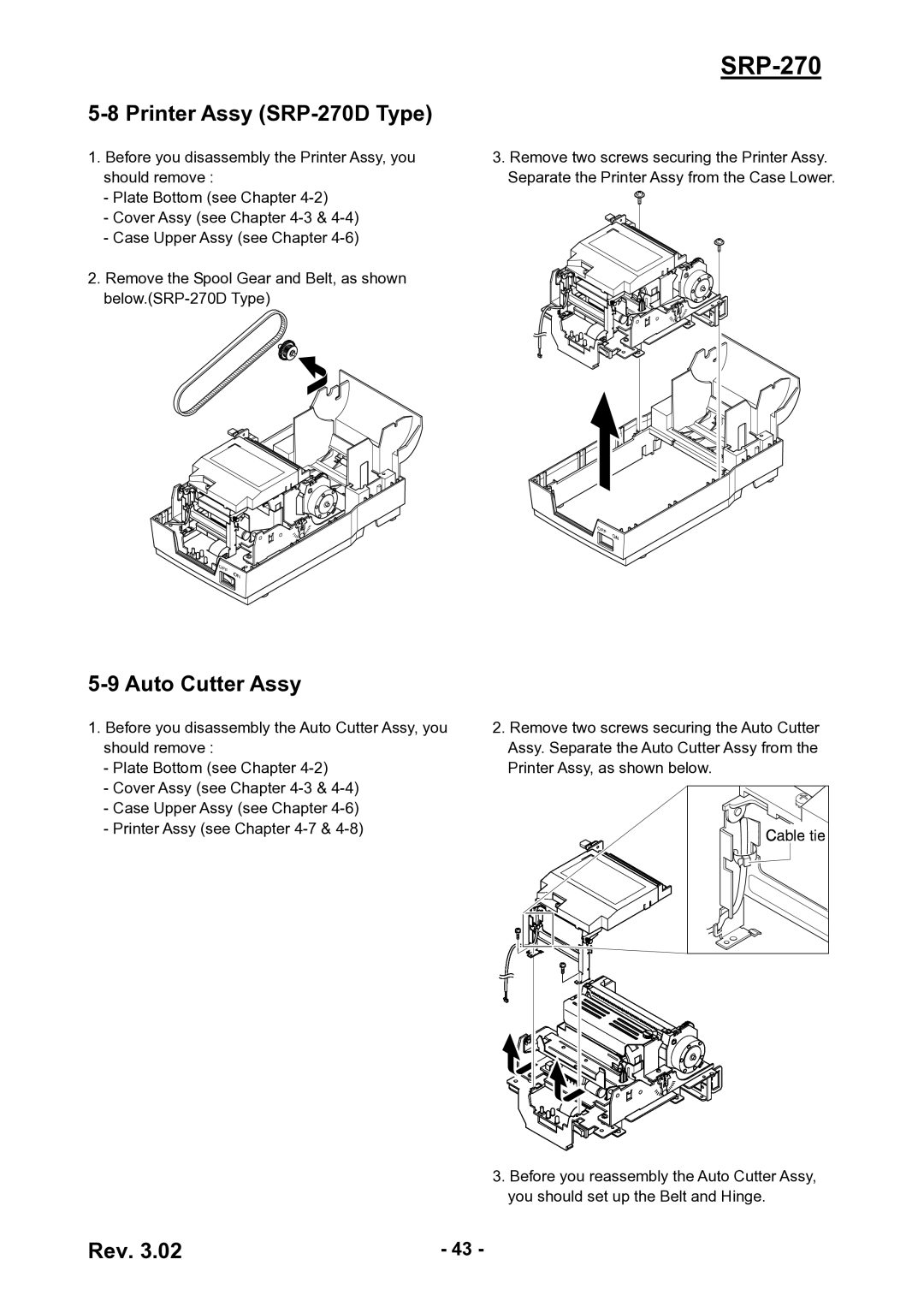 BIXOLON service manual Printer Assy SRP-270D Type, Auto Cutter Assy 