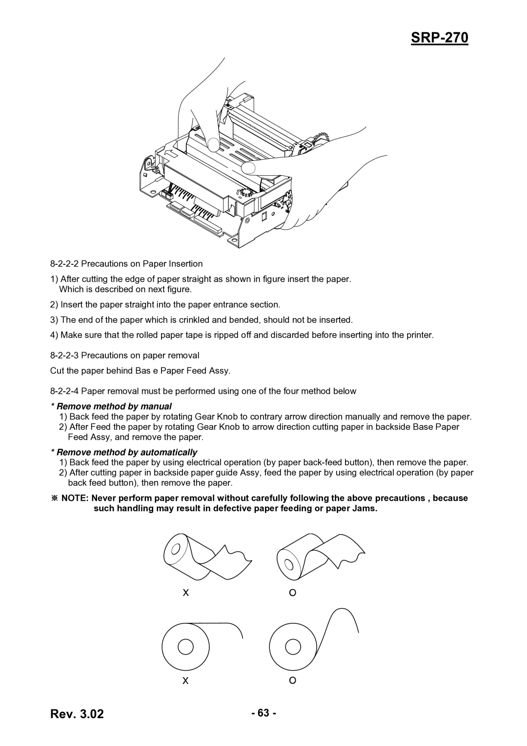 BIXOLON SRP-270 service manual Remove method by manual 