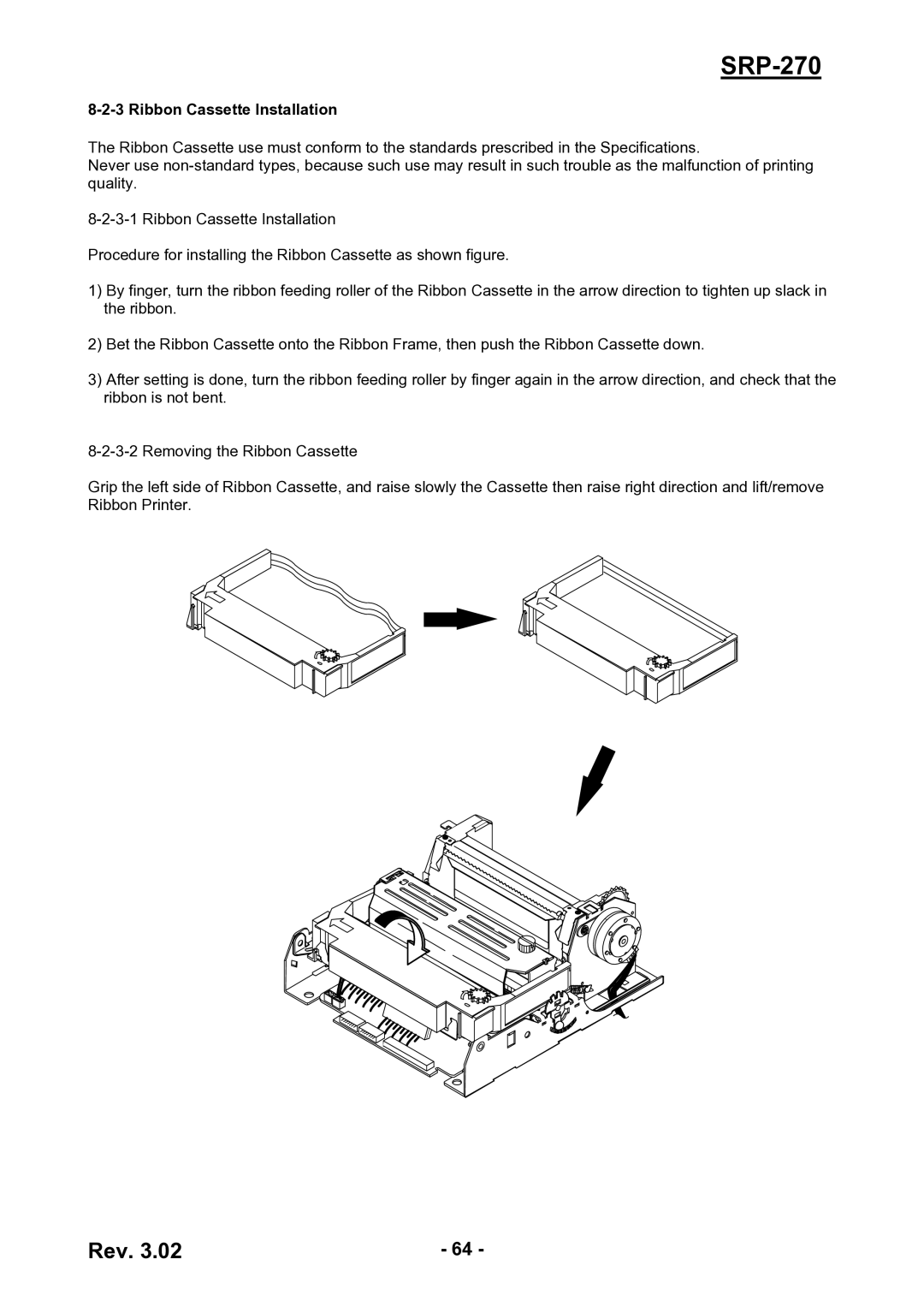 BIXOLON SRP-270 service manual Ribbon Cassette Installation 