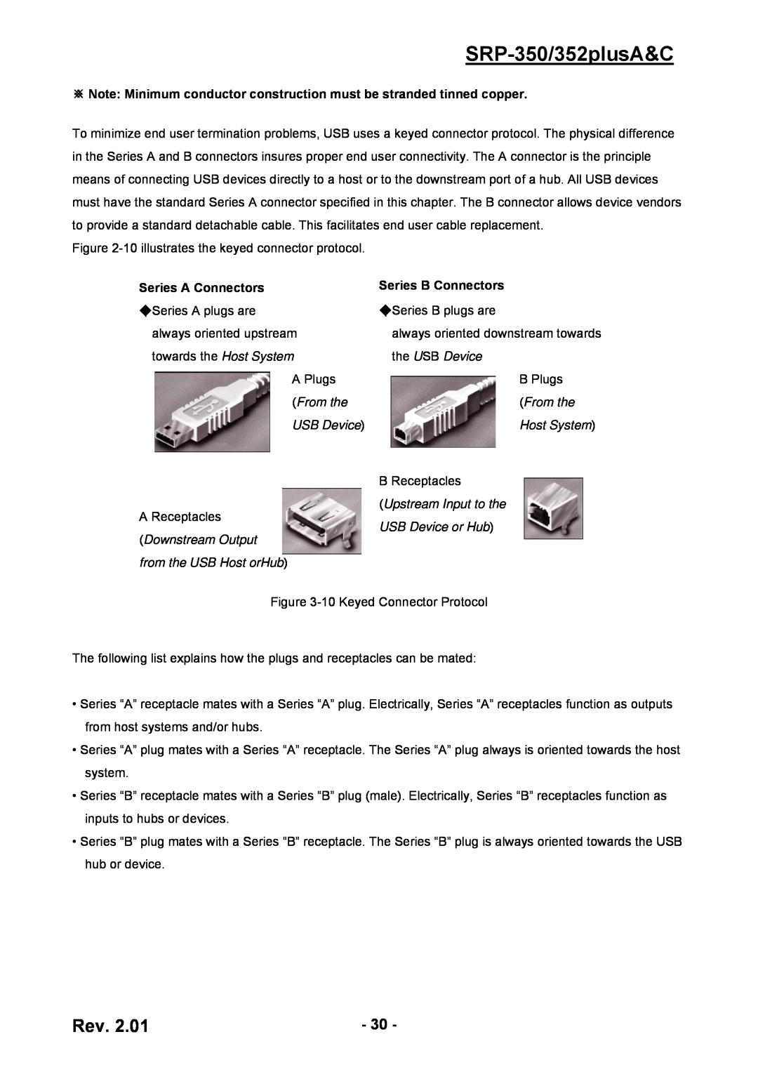 BIXOLON SRP-350/352plusA&C, ※ Note Minimum conductor construction must be stranded tinned copper, Series A Connectors 