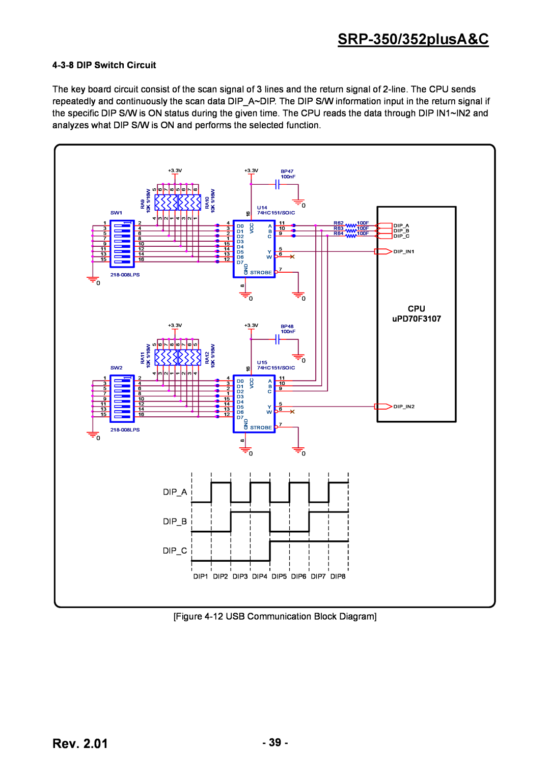 BIXOLON service manual SRP-350/352plusA&C, DIP Switch Circuit 
