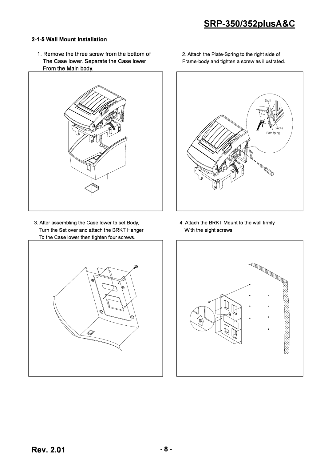 BIXOLON service manual SRP-350/352plusA&C, Wall Mount Installation 