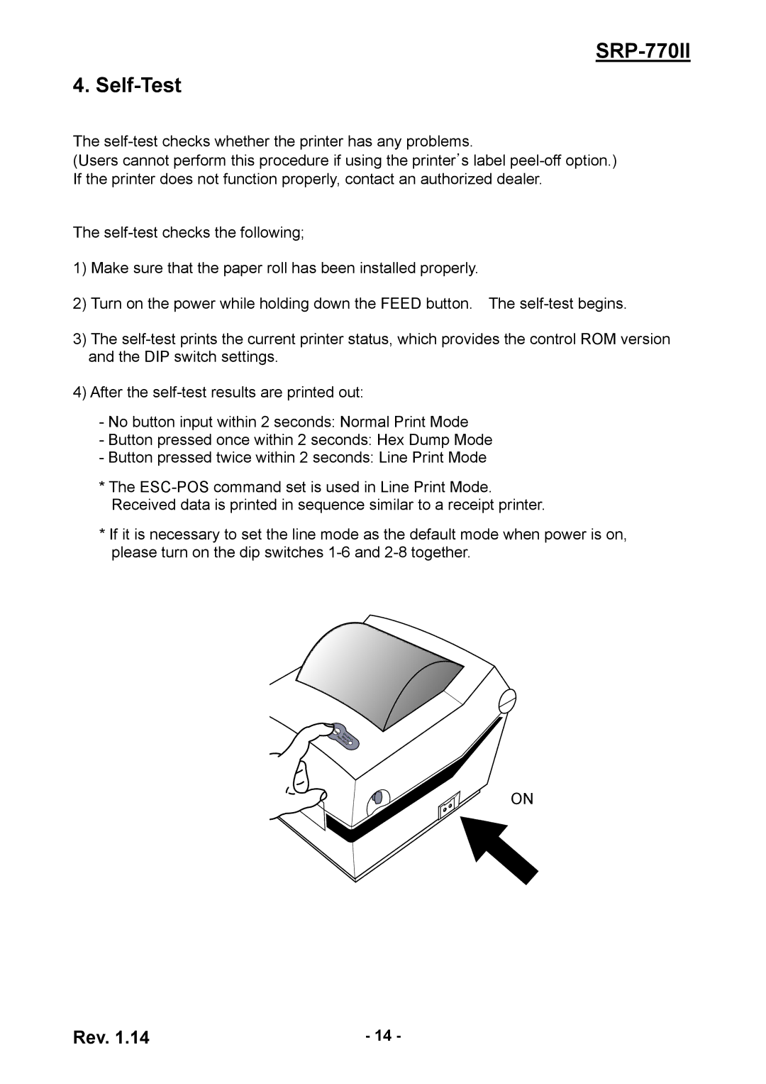 BIXOLON SRP-770II user manual Self-Test 