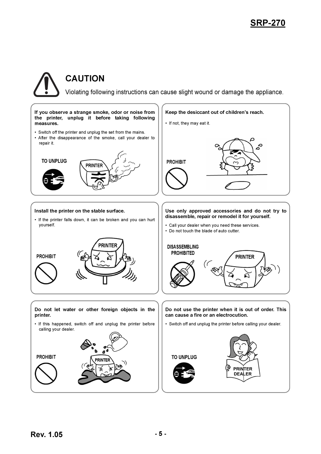 BIXOLON SRP270CPG user manual To Unplug 