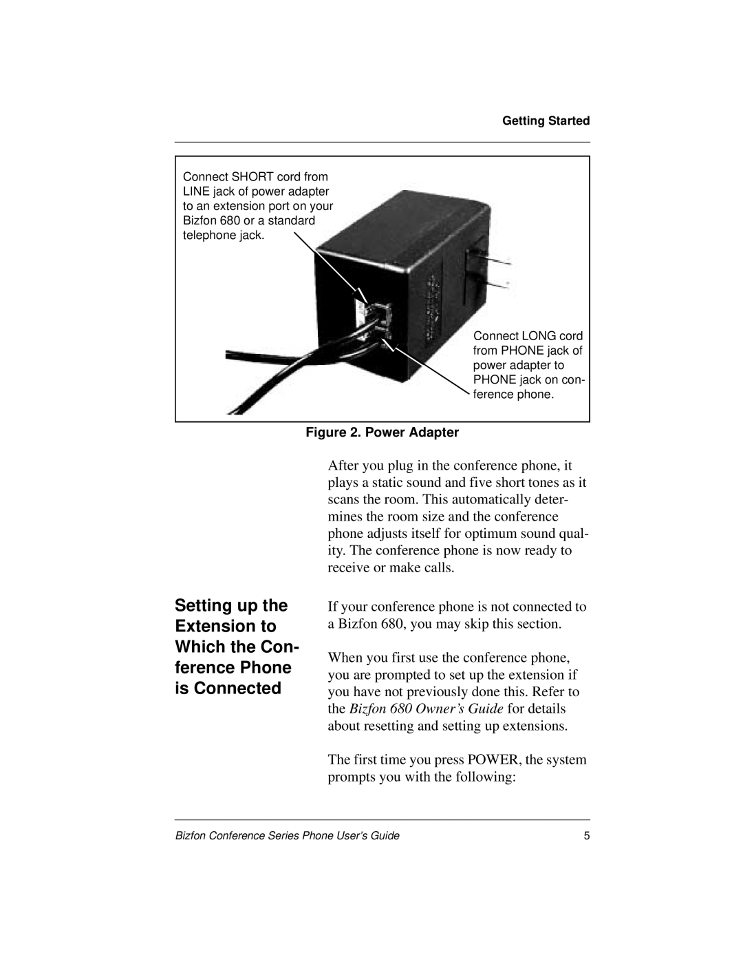 Bizfon Conference Series manual Power Adapter 