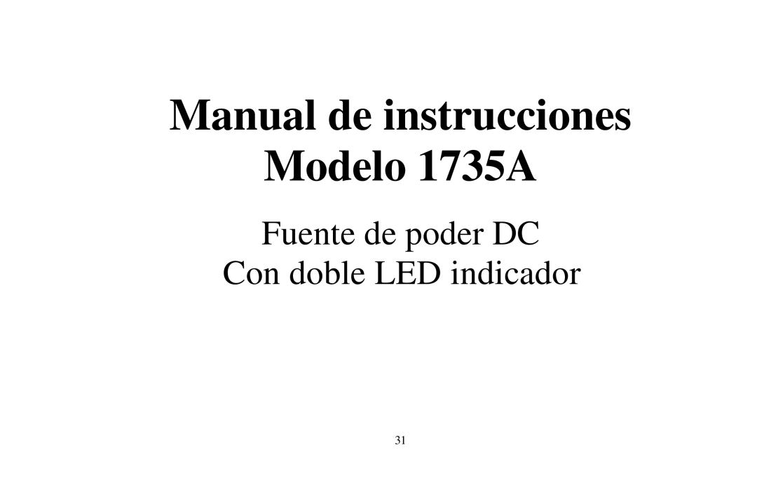 B&K 0-30V, 0-3A instruction manual Manual de instrucciones Modelo 1735A 