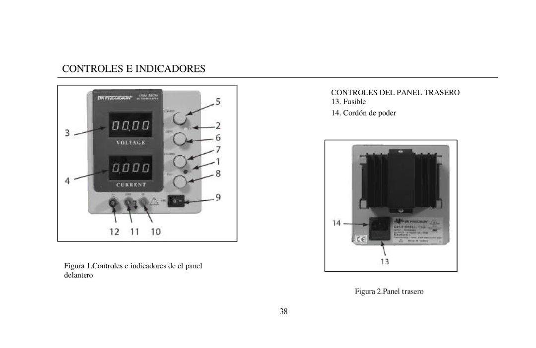 B&K 0-3A, 0-30V instruction manual Controles E Indicadores 