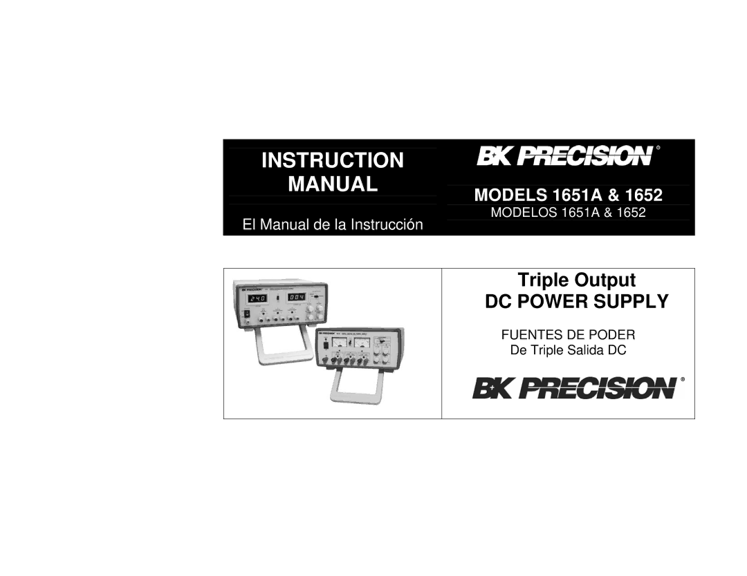 B&K 1652, 1651A instruction manual Instruction Manual 